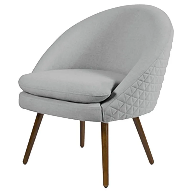 Poltrona Decorativa Pés Palito Rafa D-315 Linho Tressê Cinza Claro - Domi