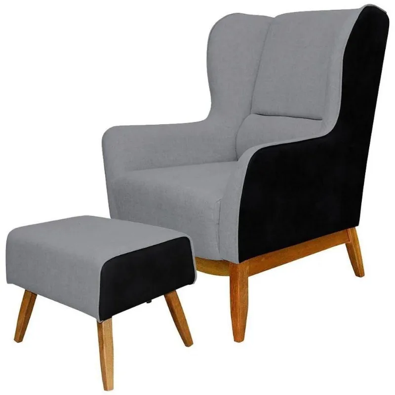 Poltrona Base Madeira E Puff Milena C-05 C-416