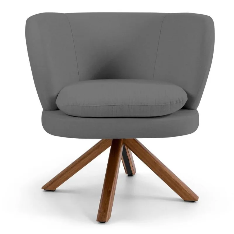 Kit 2 Poltronas Decorativas Melissa Base Giromad Giratória Veludo C-317 Cinza - Domi