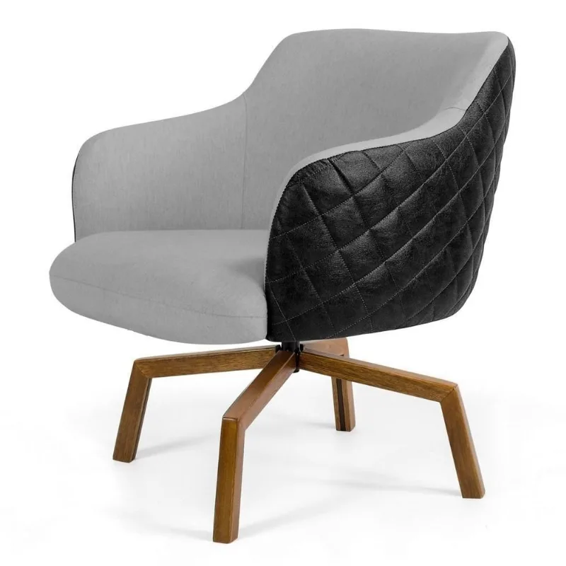 Poltrona Jade Base Ka Giratória C-315 Corano Cinza Claro