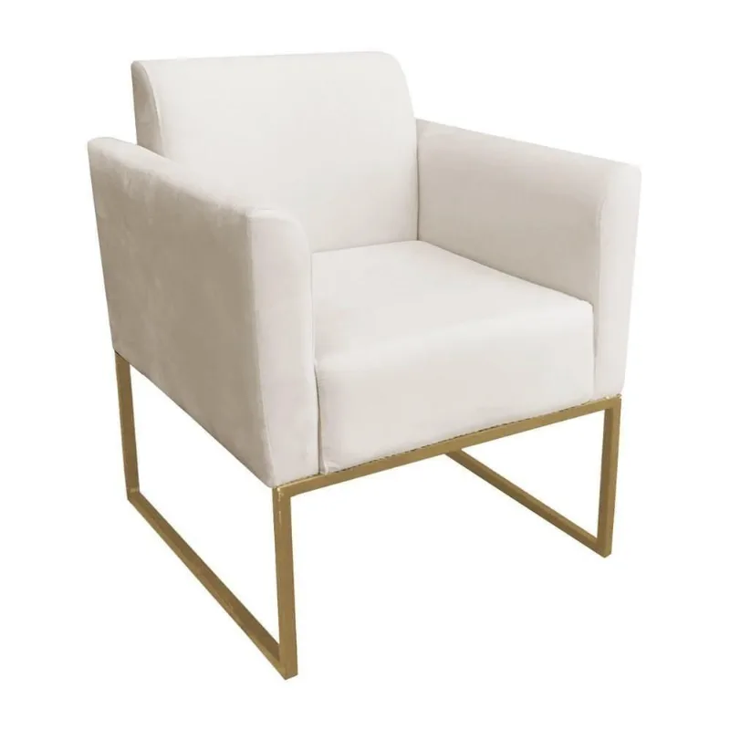 Poltrona Base Industrial Dourada Maressa S03 Suede Bege