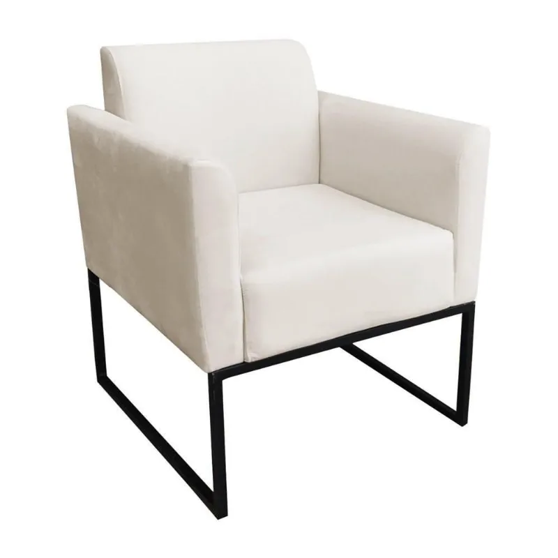 Poltrona Base Industrial Preto Maressa S03 Suede Bege