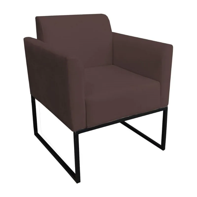 Poltrona Base Industrial Preto Maressa S06 Suede Marrom