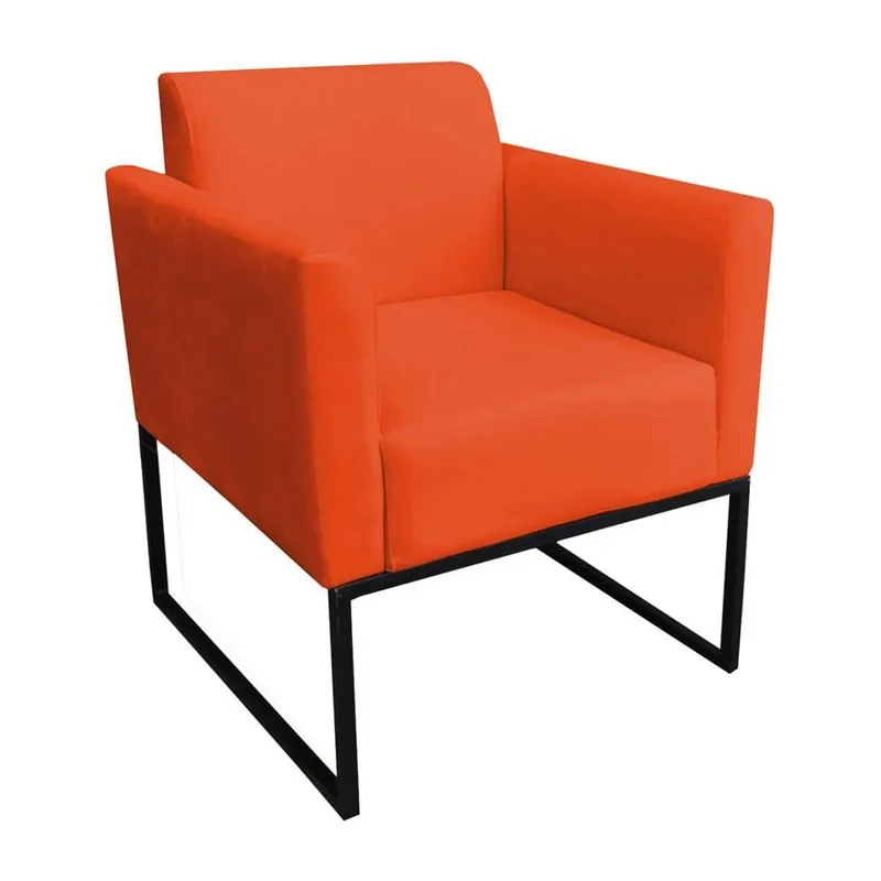 Poltrona Decorativa Base Industrial Preto Maressa S11 Suede Laranja - Ibiza