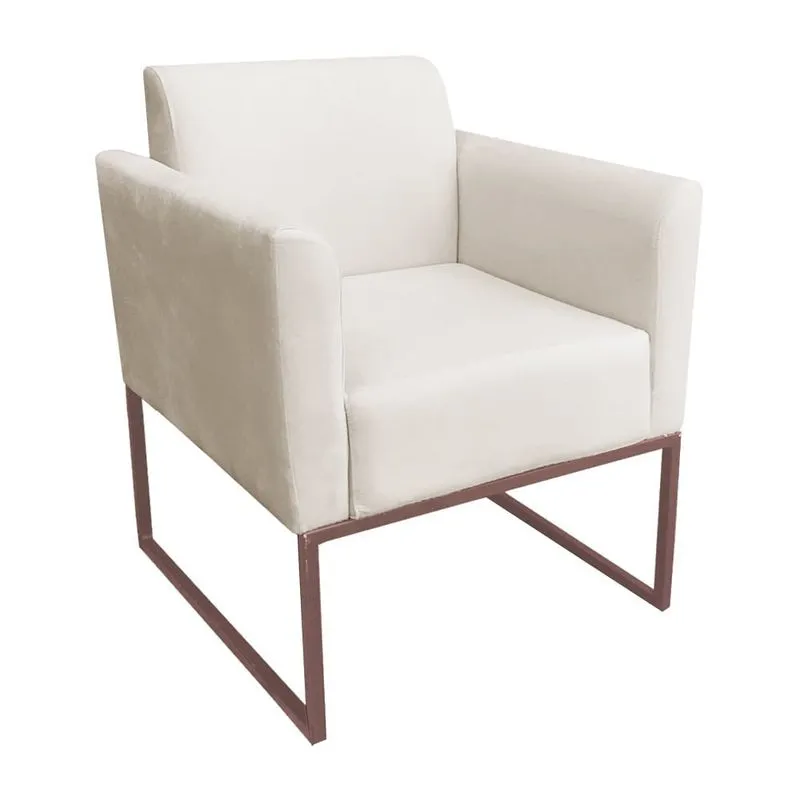 Poltrona Decorativa Base Industrial Rosê Maressa S03 Suede Bege - Ibiza