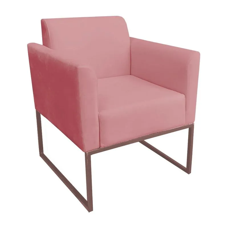 Poltrona Decorativa Base Industrial Rosê Maressa S17 Suede Rosê - Ibiza