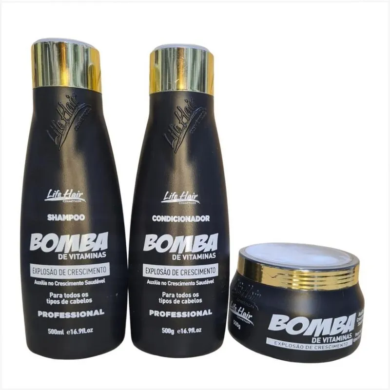 Kit manutenção capilar explosão De Vitaminas Life Hair fortalece o Crescimento 500g