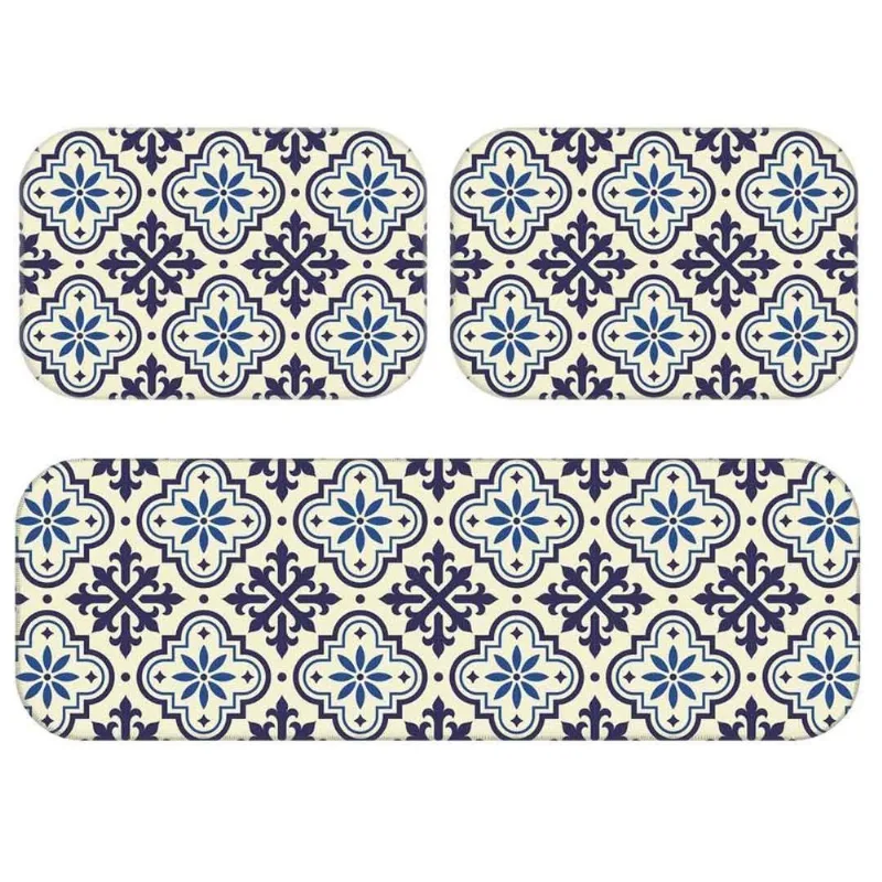Kit Tapete De Cozinha Premium Ladrilho Blue