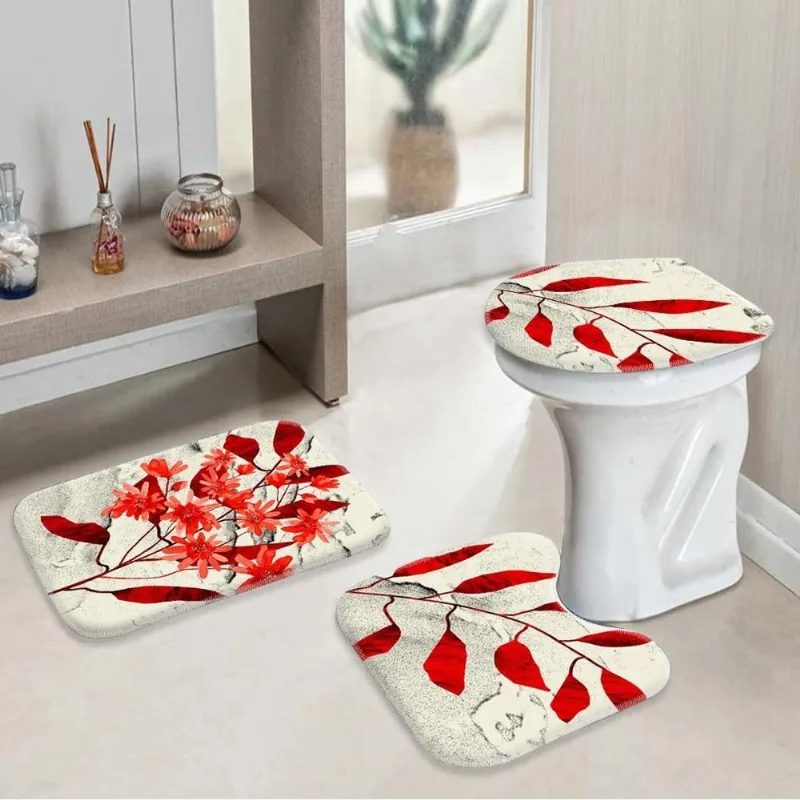 Jogo Tapetes para Banheiro Sheets Red