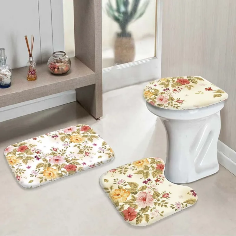 Jogo Tapetes Para Banheiro Premium Flowers