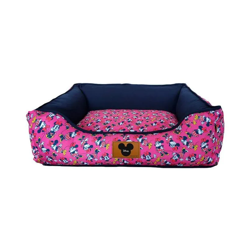 Cama Fábrica Pet Quadrada Minnie Rosa para Cães e Gatos - Tamanho P