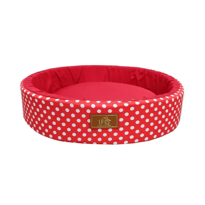 Cama Fábrica Pet Redonda Unic Vermelho Para Cães E Gatos - Tamanho P