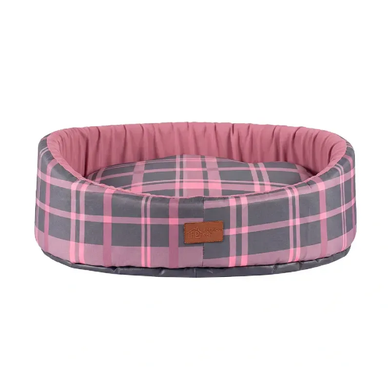 Cama Oval Buddy Xadrez Rosa Fábrica Pet G