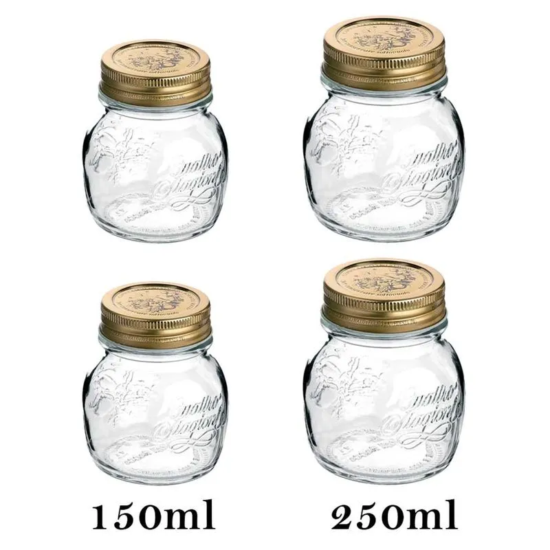 4 Potes pequenos herméticos Quattro Stagioni Bormioli Rocco para sobremesas, papinhas, compotas e conservas