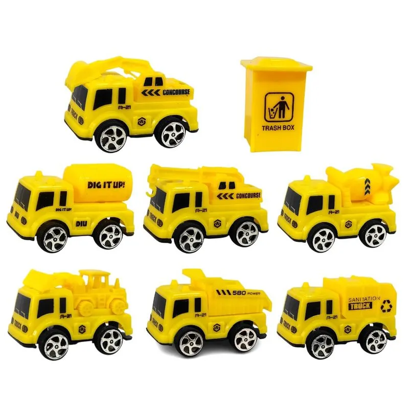 Kit de tratores e Caminhões Infantil Fricção Baby com 7 Carrinhos