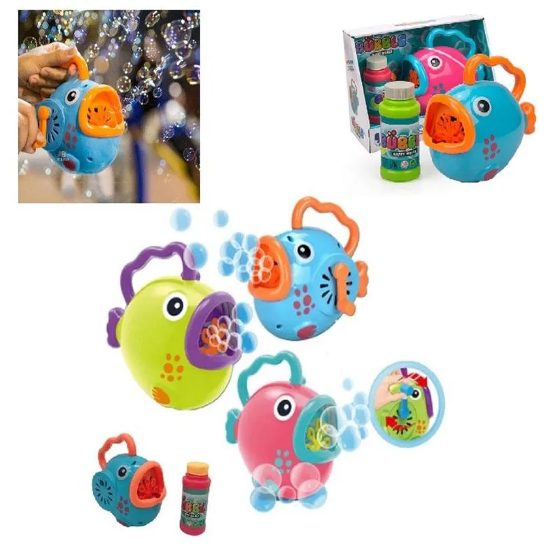 Peixinho Lanca Bolha De Sabao Brinquedo Manual Lancador De Bolhas Menino Menina Azul