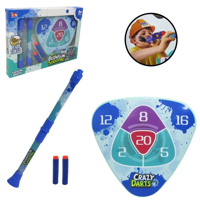 Lanca dardo espuma zarabatana com 2 dardos + alvo blowgun shooting 5 pecas