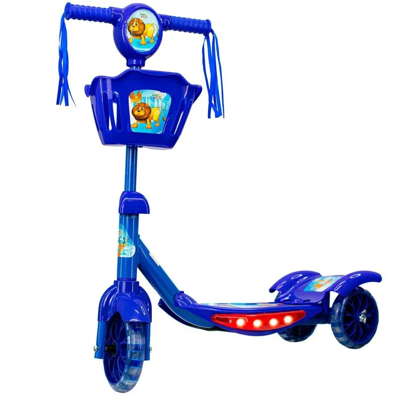 Patinete Infantil 3 Rodas Ajustável Com Cestinha - Miki Toy