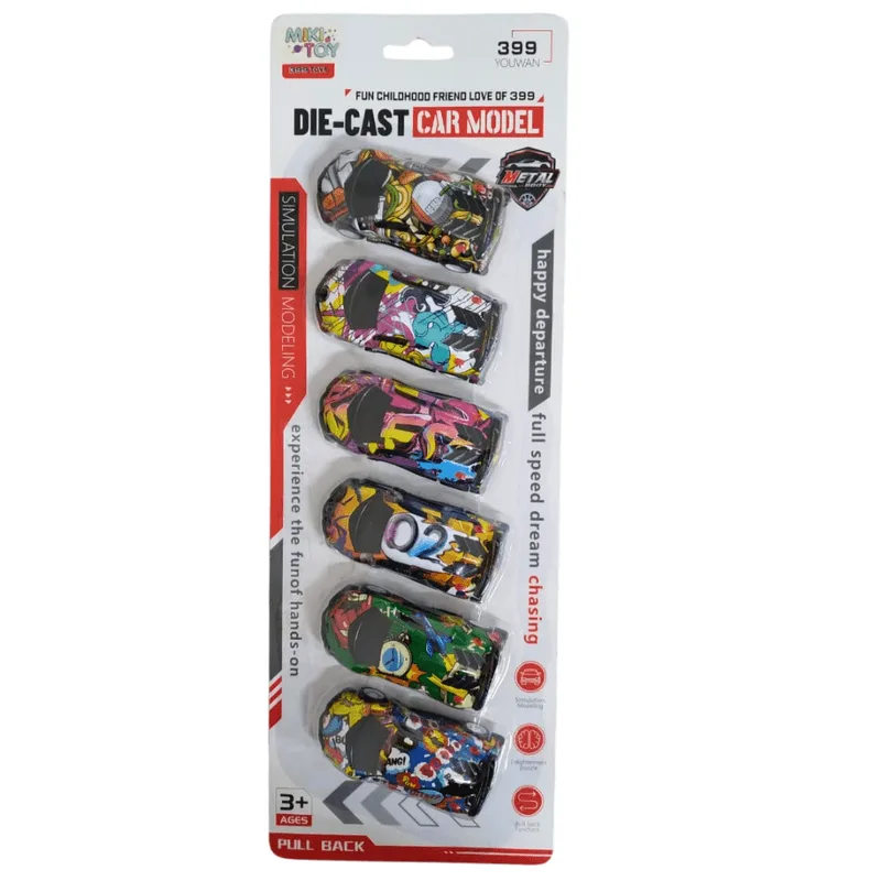 Conjunto de Carros Personalizados c/ 6 Unidades Miki Toy