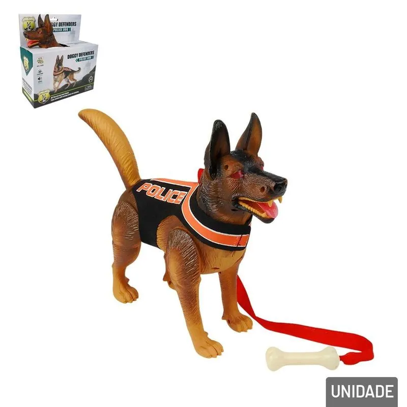 Cachorro Policial À Pilha Com Movimento Luz E Som - Tudo Em Caixa