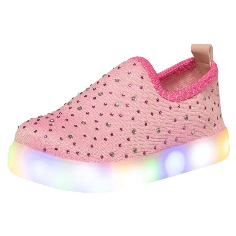 Tênis Infantil Feminino Led Club Happy - 22006 ROSA 21