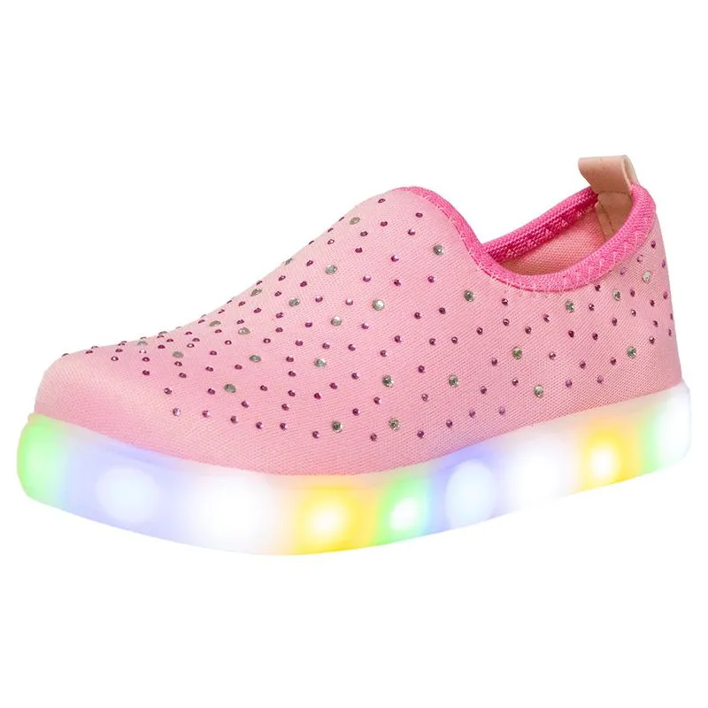 Tênis Infantil Feminino Led Club Happy - 22006 ROSA 30