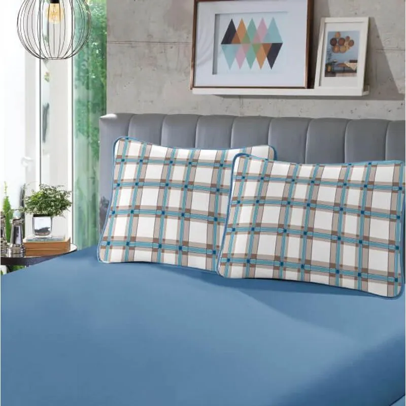 Jogo De Cama Sbx Rubi Malha Estampado 3 Peças Casal Derin/az