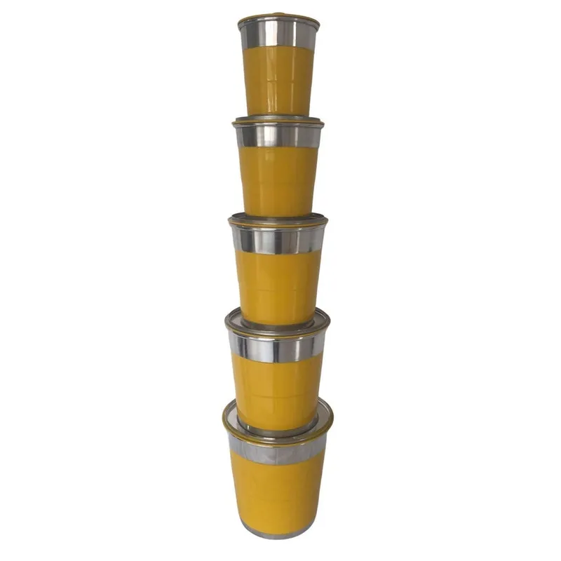 Conjunto 5 Latas Mantimentos Alumínio Reforçado Amarelo