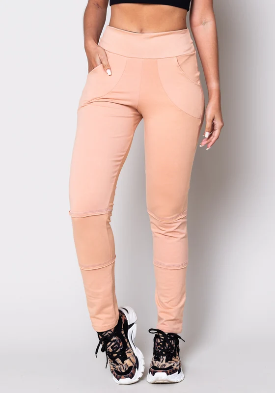 Calça Moletom Amêndoa Com Recortes E Bolso Dlk CORAL / G