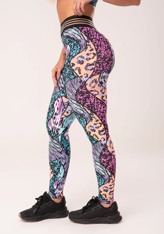 Calça Legging Wild Com Elástico Estampada Animal Print Colorido Dlk ANIMAL PRINT / P