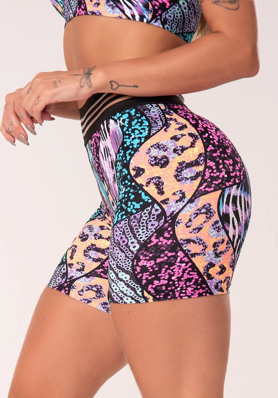 Short Wild Com Elástico Estampa De Animal Print Colorido Dlk ANIMAL PRINT / G