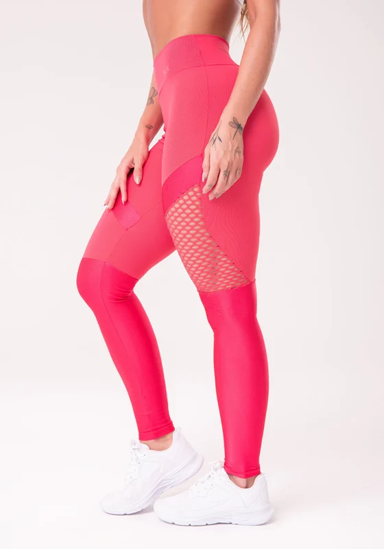 Calça Legging Energy Com Recortes Em Tela Rosa Dlk ROSA / G
