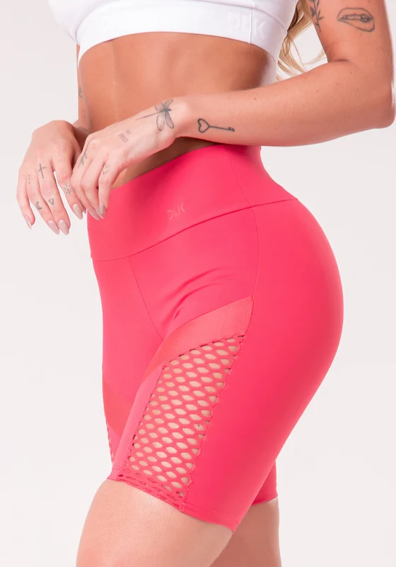 Short Energy Com Recortes Em Tela Rosa Dlk ROSA / G