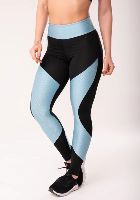 Calça Legging Energy Texturizada Com Recortes Azul Dlk AZUL / M