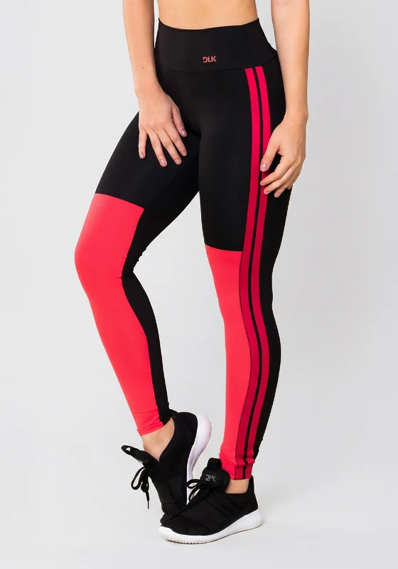Calça Legging Energy Preta Com Recorte E Elástico Rosa Dlk ROSA / M