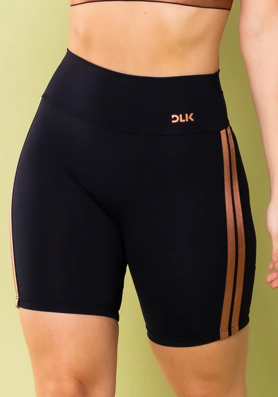 Short Energy Poliamida Preta Com Elástico Lateral Amêndoa Dlk DOURADO / P