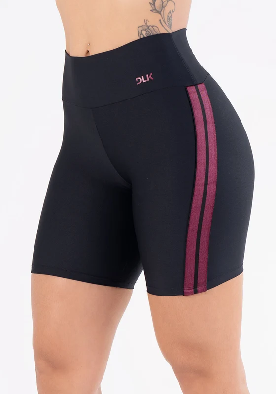Short Energy Poliamida Preta Com Elástico Lateral Roxo Dlk ROXO / P