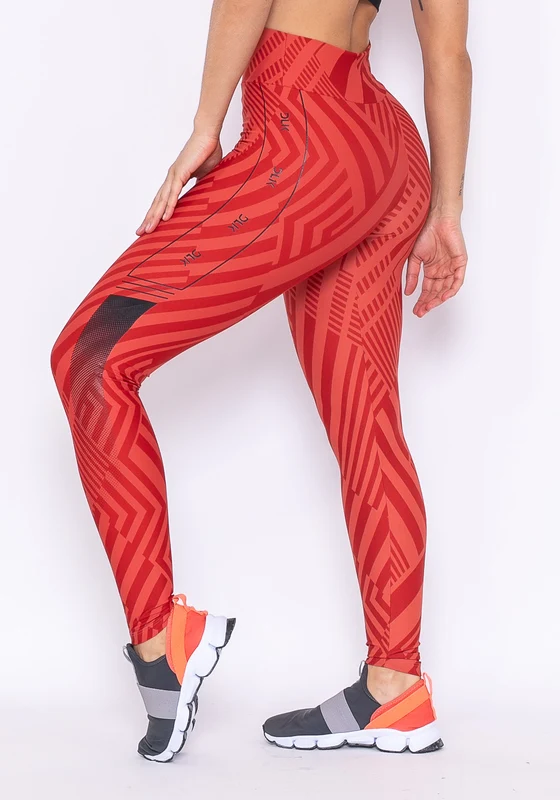 Calça Legging Technology Com Estampa E Silk Laranja LARANJA / G