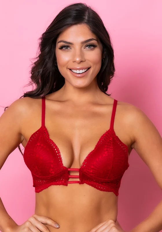 Sutiã Modelo Triângulo Com Bojo Intimate Rendado Vermelho Dlk VERMELHO / GG