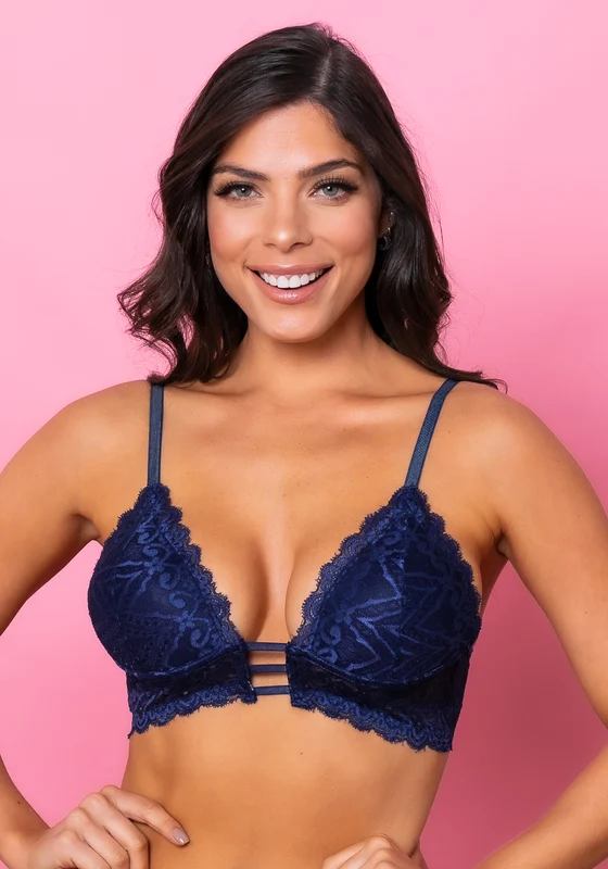 Sutiã Modelo Triângulo Com Bojo Intimate Rendado Azul Marinho Dlk AZUL MARINHO / M