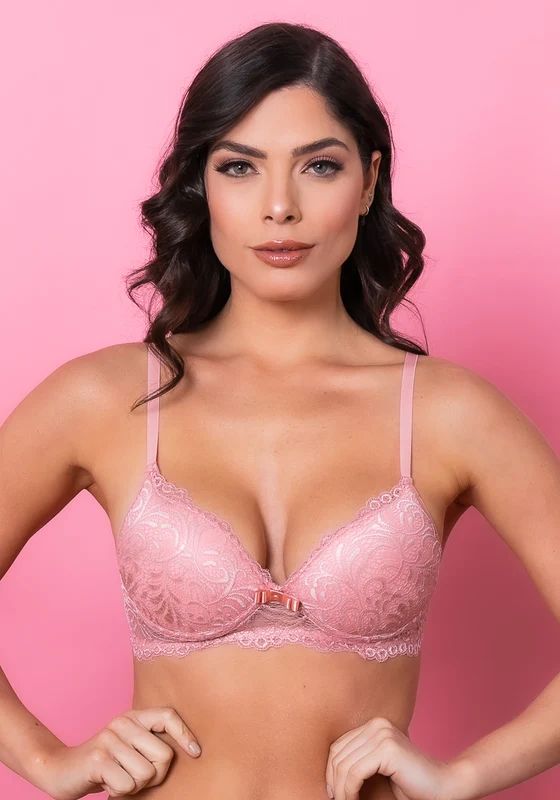 Sutiã Meia Taça Com Bojo Intimate Rendado Rosa Dlk ROSA / GG