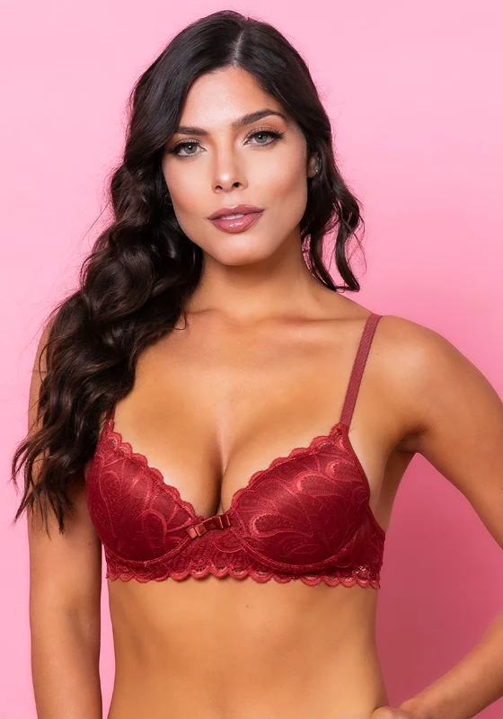 Sutiã Meia Taça Com Bojo Intimate Rendado Telha Dlk VERMELHO / GG