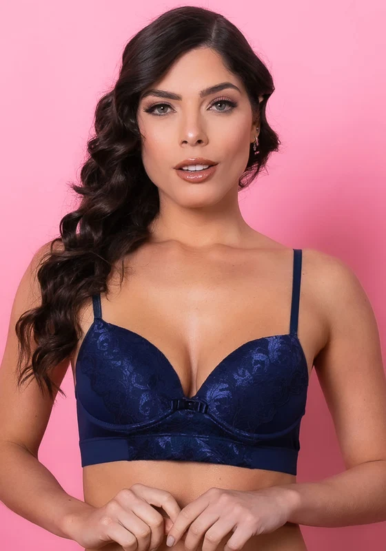 Sutiã Meia Taça com Bojo Intimate em Microfibra Azul Marinho Dlk AZUL MARINHO / G