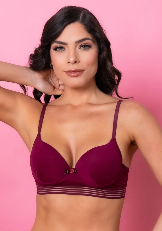 Sutiã Meia Taça Com Bojo Intimate Em Microfibra E Elástico Vinho Dlk VINHO / M