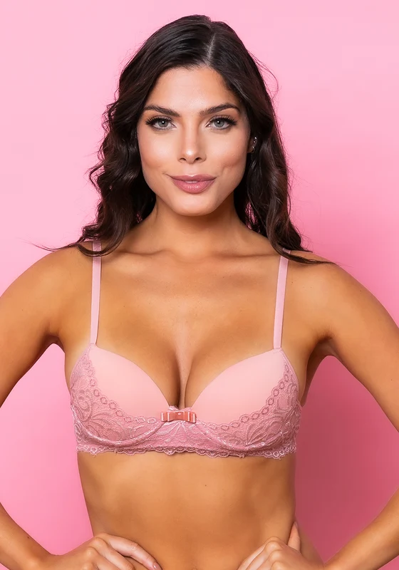 Sutiã Meia Taça Com Bojo Intimate Em Microfibra E Base Em Renda Rosa Dlk ROSA / G
