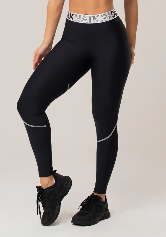 Calça Legging Nation Elástico Personalizado Preto Dlk PRETO / GG