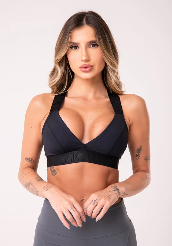 Top Com Bojo Removível Nation Elástico Personalizado Preto Dlk PRETO / M