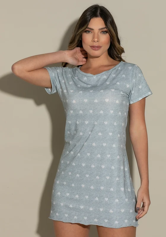 Camisola Sem Bojo Intimate Mescla Com Coração Branco Dlk CINZA / GG
