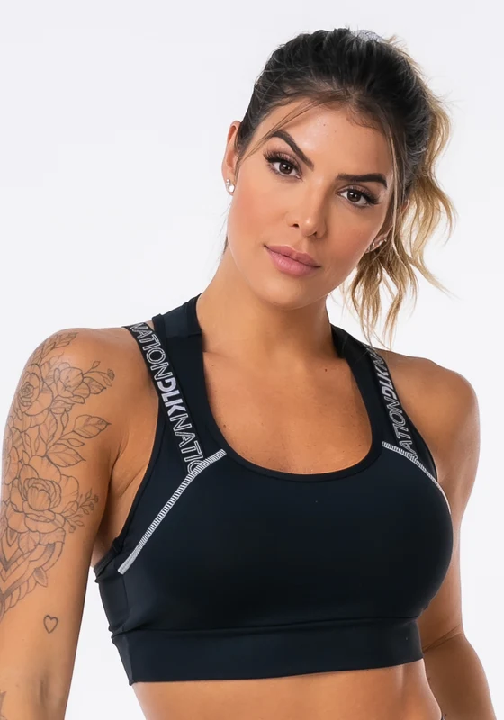 Top Sem Bojo Modelo Nadador Nation com Elástico Cruzado Preto Dlk PRETO / M