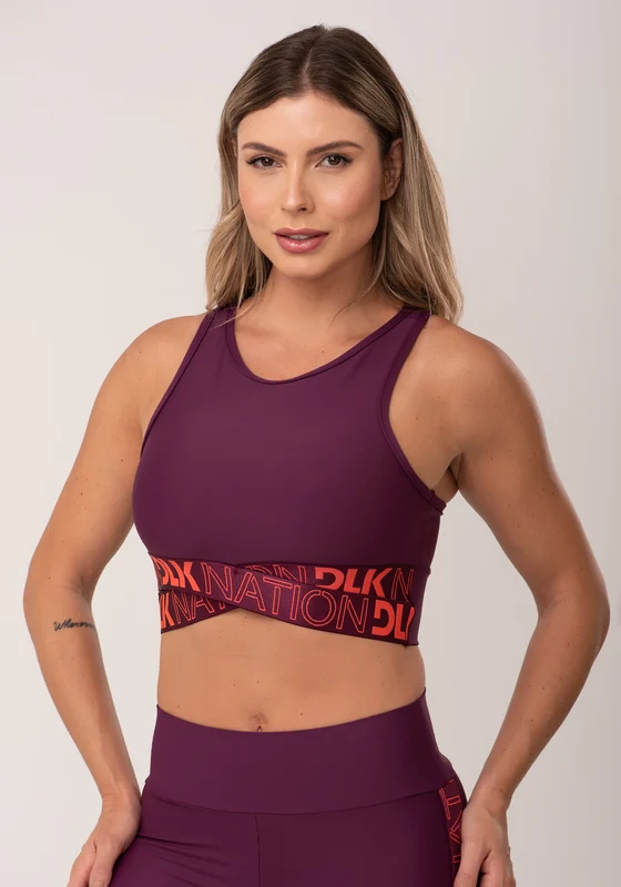 Cropped Sem Bojo Modelo Nadador Nation Com Elástico Cruzado Vinho Dlk VINHO / GG